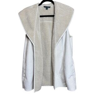 Womens Vest L Lauren Ralph Lauren Faux Sherpa Suede SUPER SOFT Open Front